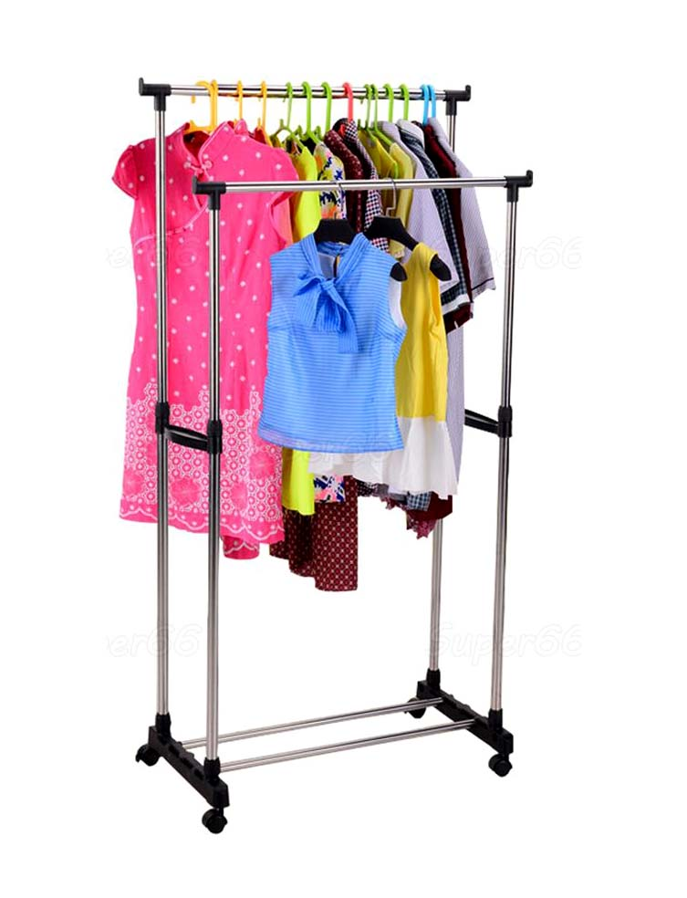 Double Pole Telescopic Stainless Steel Clothes Rack High Quality