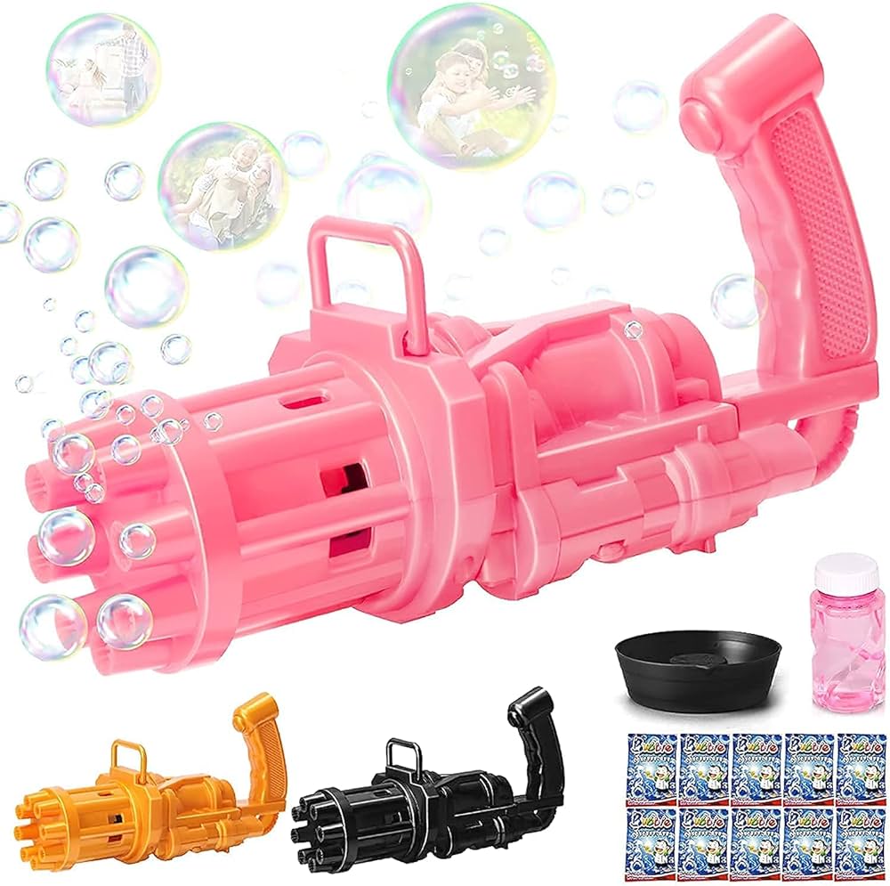 Bubble Gatling Gun Gatling Bubble Machine Toys for Kids 8-Hole Gift for Boys and