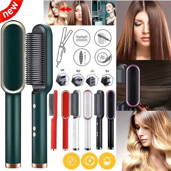 Hair Straightener Ceramic Heated Hair Brush